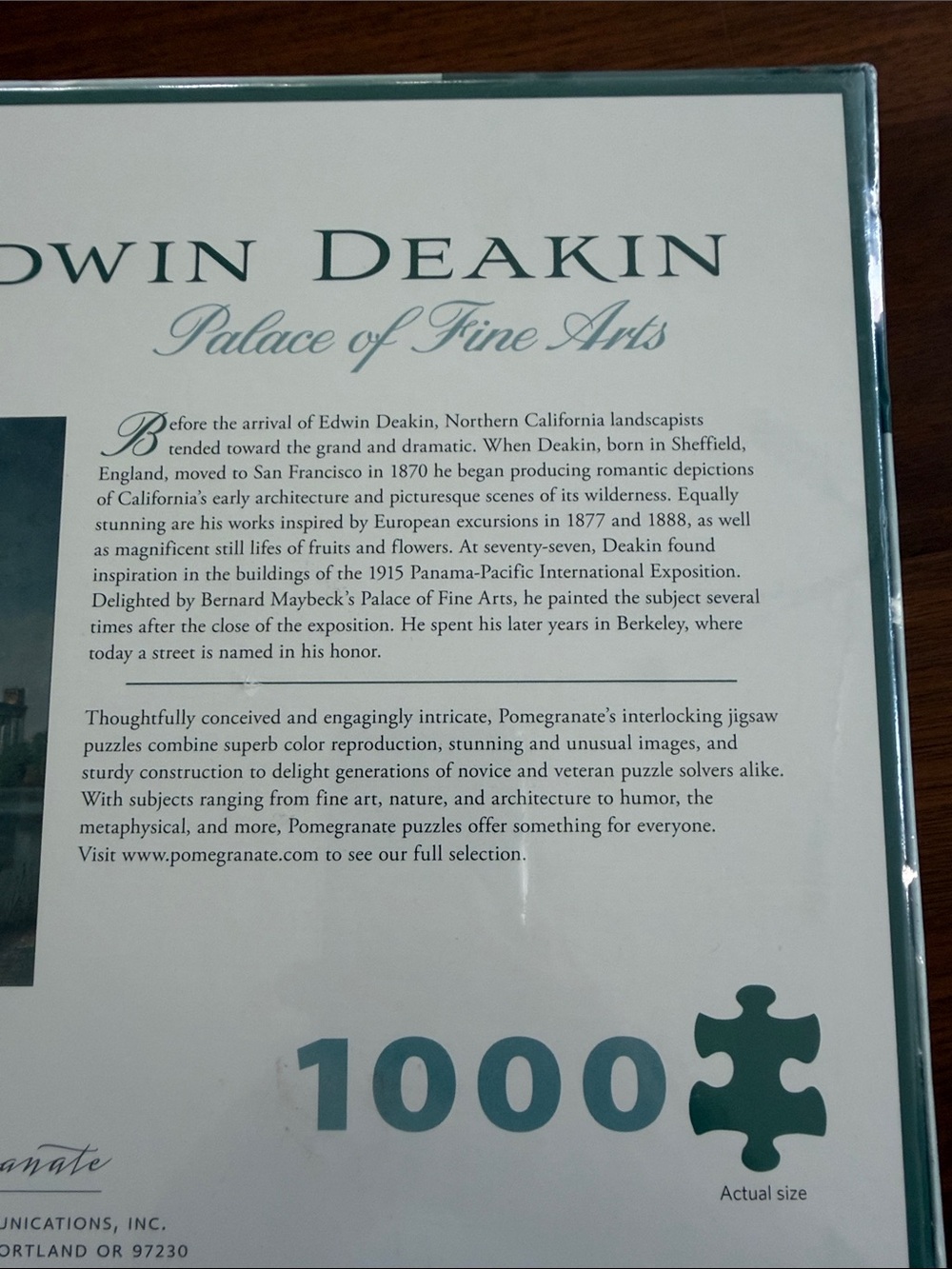 POMEGRANATE “Palace of Fine Arts” Edwin Deakin art piece 1000-Piece Puzzle - NIB - Picture 3 of 4